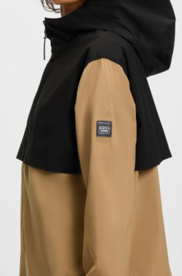 Equestrian waterproof rain jacket with Double B monograms, Black / Beige