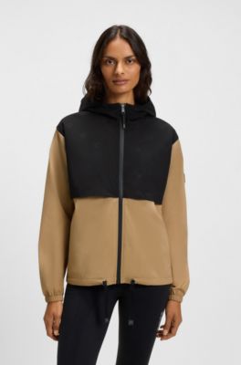 Equestrian waterproof rain jacket with Double B monograms, Black / Beige