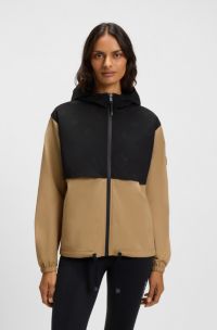 Equestrian waterproof rain jacket with Double B monograms, Black / Beige