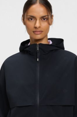 Equestrian waterproof rain jacket with Double B monograms, Dark Blue