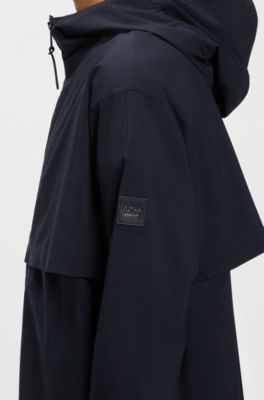 Equestrian waterproof rain jacket with Double B monograms, Dark Blue