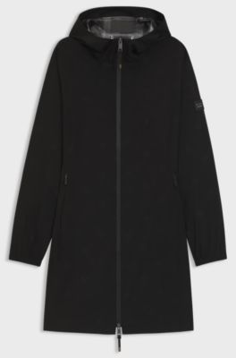 Equestrian waterproof raincoat with adjustable rear zips, Black