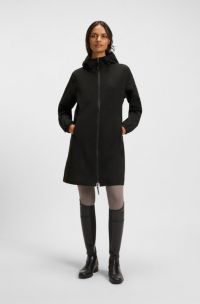 Equestrian waterproof raincoat with adjustable rear zips, Black