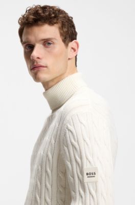 Equestrian turtleneck sweater, Natural