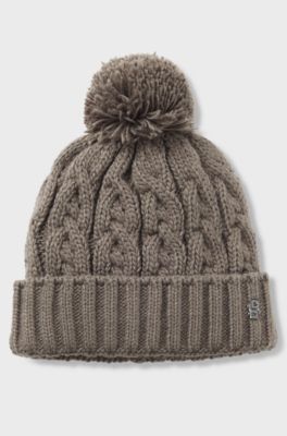 Muts met pompon voor ruitersport, Bruin