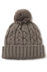 Muts met pompon voor ruitersport, Bruin