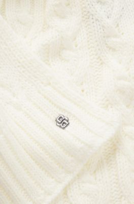 Equestrian cable-knit scarf, Natural