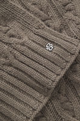 Equestrian cable-knit scarf, Dark Green