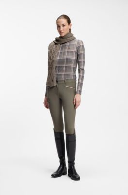 Equestrian cable-knit scarf, Dark Green