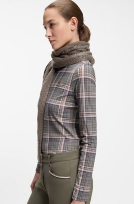 Equestrian cable-knit scarf, Dark Green