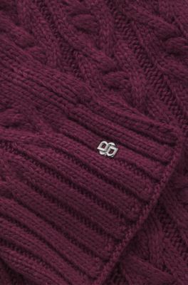 Equestrian cable-knit scarf, Light Purple