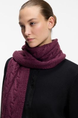 Equestrian cable-knit scarf, Light Purple