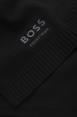 Equestrian wool-blend scarf, Black