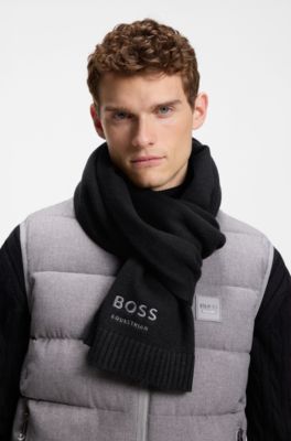 Equestrian wool-blend scarf, Black