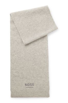 Equestrian wool-blend scarf, Light Grey