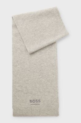 Equestrian wool-blend scarf, Light Grey