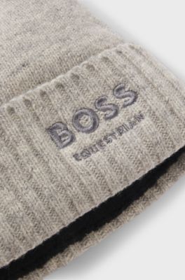 Equestrian beanie hat, Light Grey