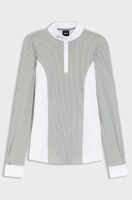 Equestrian show blouse, Green Stripes