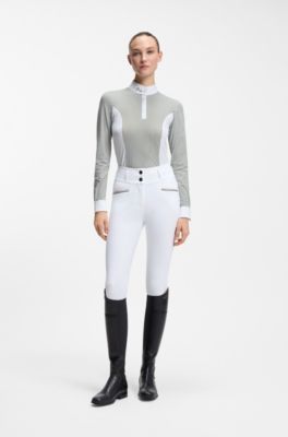 Equestrian show blouse, Green Stripes