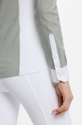 Equestrian show blouse, Green Stripes