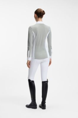 Equestrian show blouse, Green Stripes