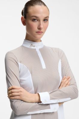 Equestrian show blouse, Beige Stripes