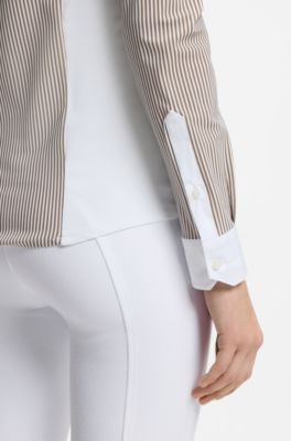 Equestrian show blouse, Beige Stripes