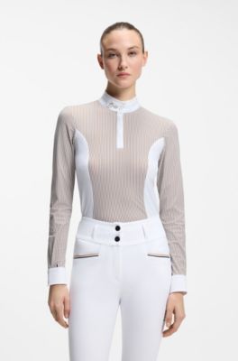 Equestrian show blouse, Beige Stripes
