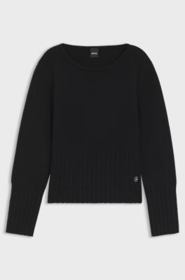 Equestrian wool-blend sweater, Black