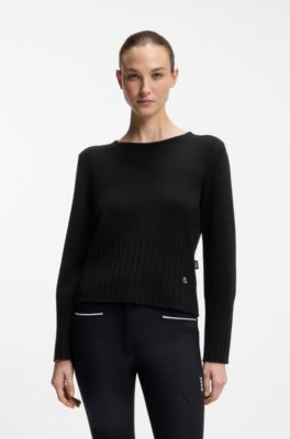 Equestrian wool-blend sweater, Black