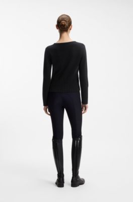 Equestrian wool-blend sweater, Black