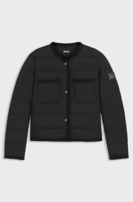 Equestrian cropped puffer jacket, Black
