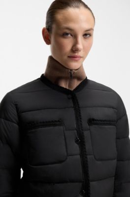 Equestrian cropped puffer jacket, Black