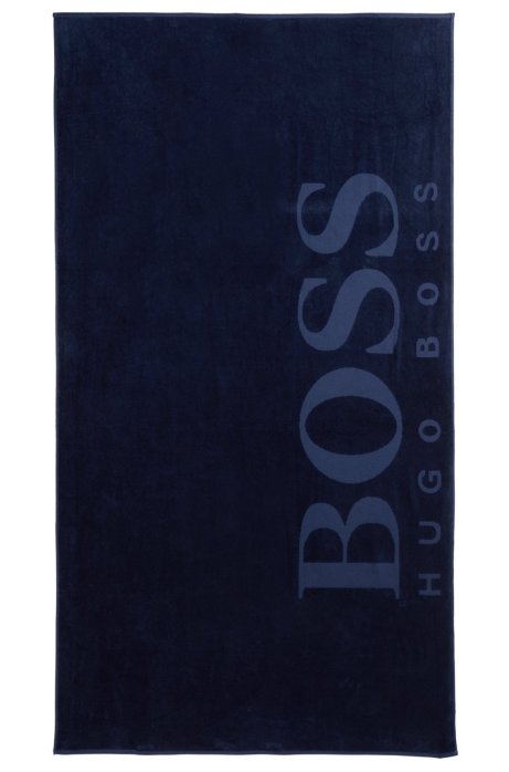 Beach towel soft cotton with logo, Dark Blue