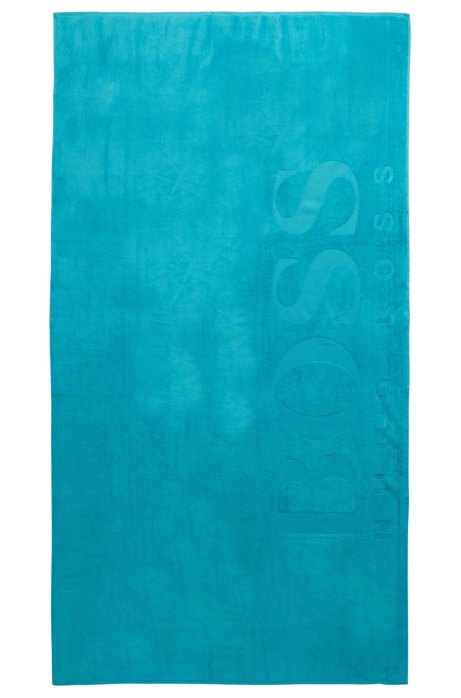 Beach towel soft cotton with logo, Turquoise