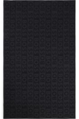 Cotton beach towel with sculpted logo, Black