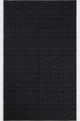 Cotton beach towel with sculpted logo, Black
