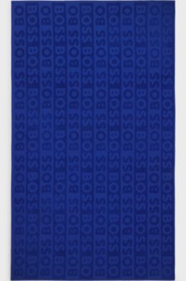 Cotton beach towel with sculpted logo, Blue