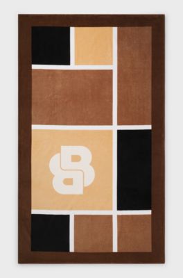 Cotton-velvet beach towel, Brown
