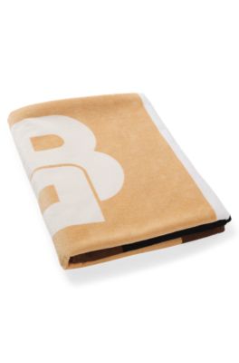 Cotton-velvet beach towel, Brown