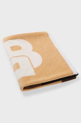 Cotton-velvet beach towel, Brown