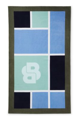 Cotton-velvet beach towel, Patterned