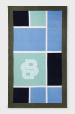 Cotton-velvet beach towel, Patterned