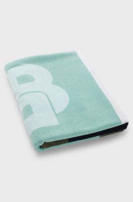 Cotton-velvet beach towel, Patterned