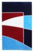Beach towel in geometric-printed velvet-touch cotton, Blue