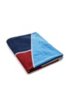 Beach towel in geometric-printed velvet-touch cotton, Blue