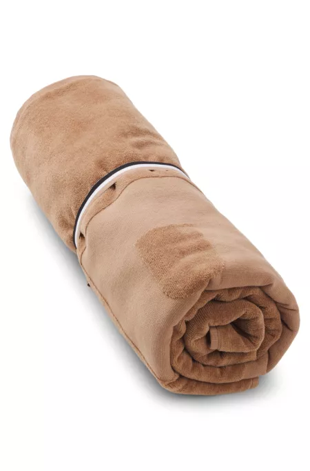 Cotton-velvet beach towel with sculpted logo