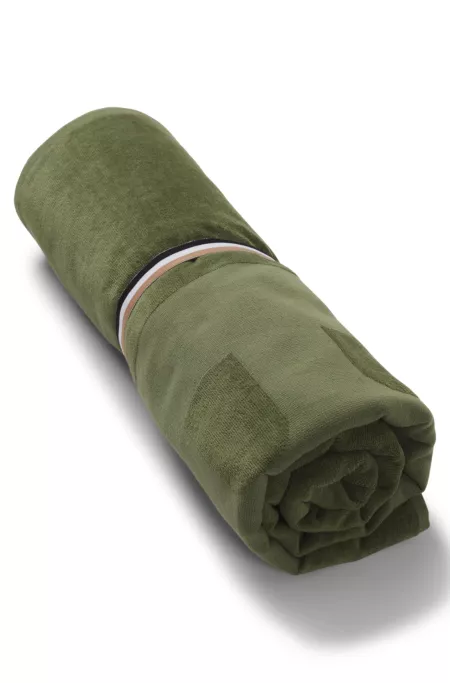 Cotton-velvet beach towel with sculpted logo