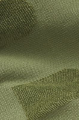 Cotton-velvet beach towel with sculpted logo, Dark Green