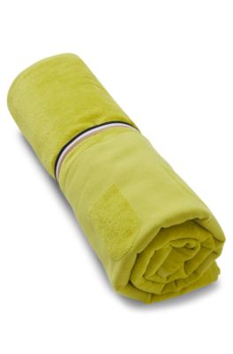 Cotton-velvet beach towel with sculpted logo, Green